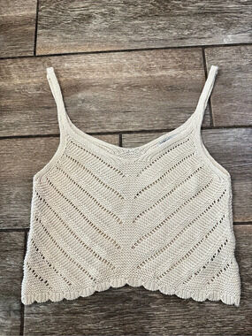 LCW Casual Crochet Knit Camisole Cream Small Like New